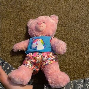 Build-a-bear pink bear plush with extra outfit